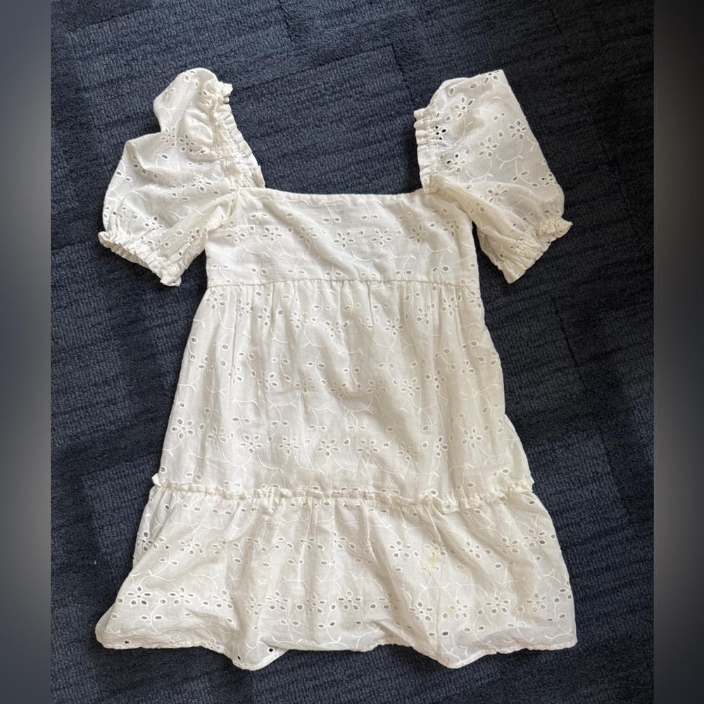 H&M Cream Sundress with Square Neck and Short Sleeves